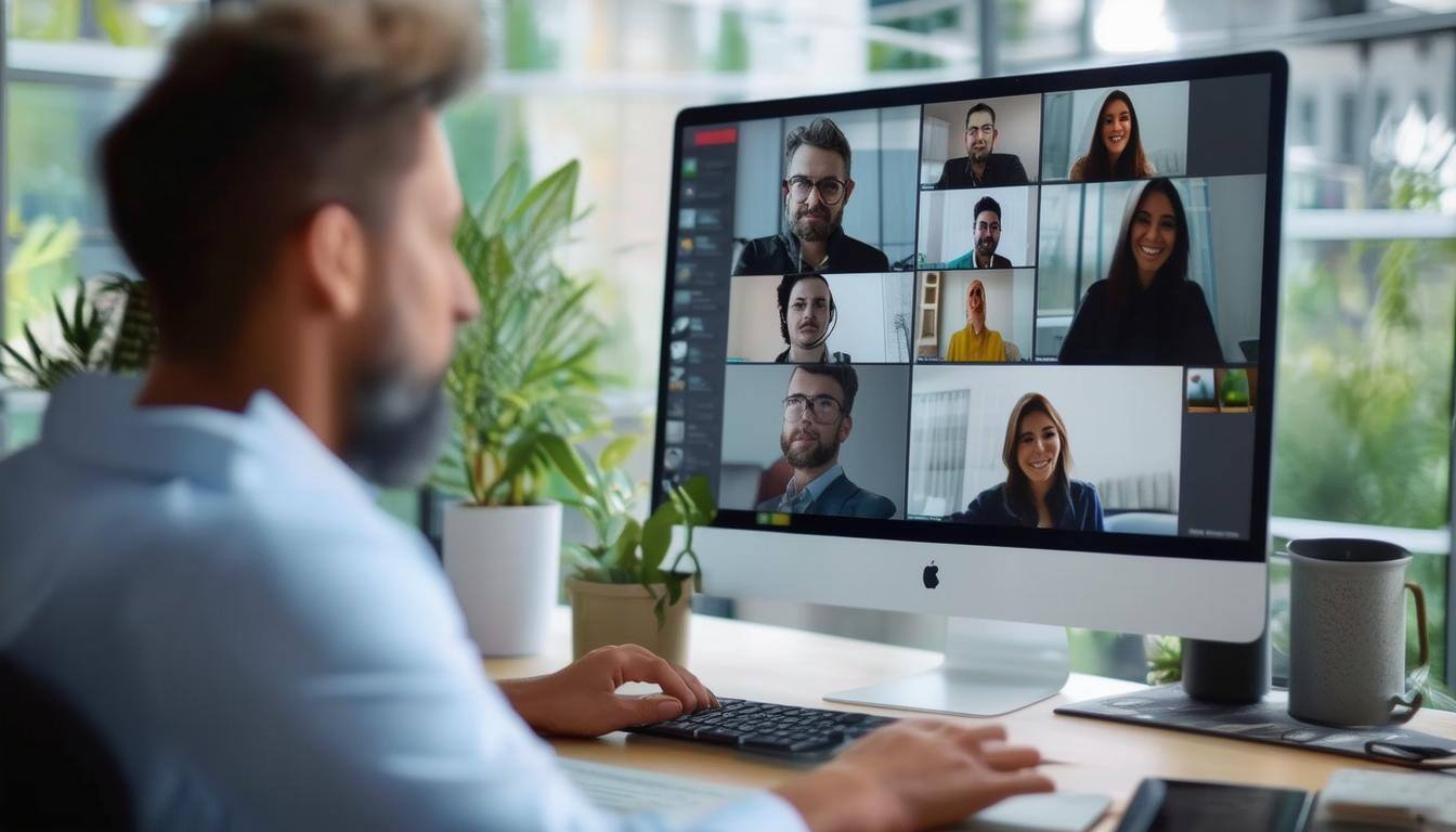 Consultant working at their desk on a video call