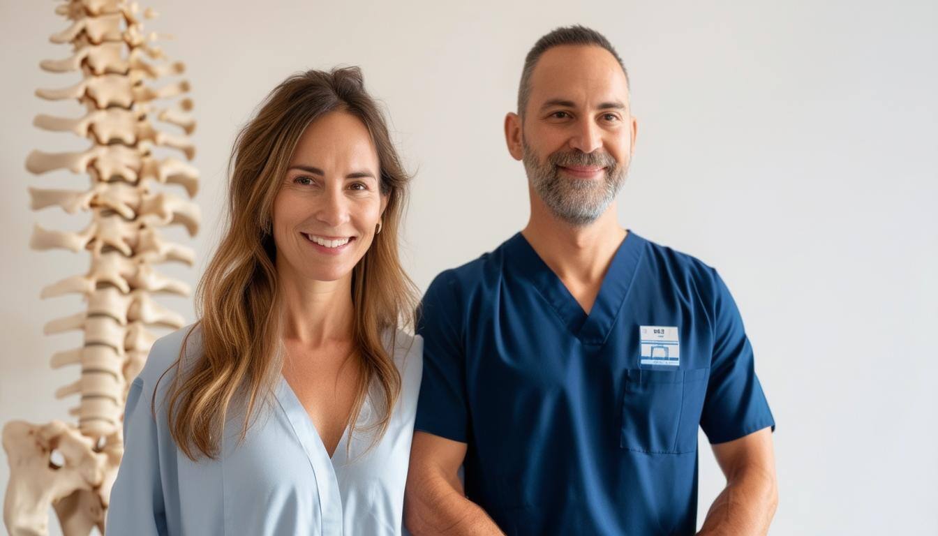 chiropractor and massage therapist standing together